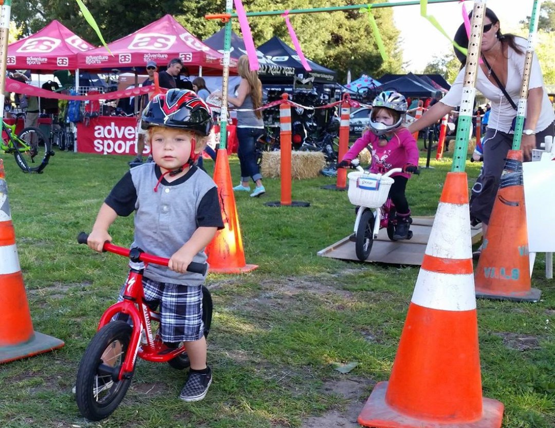 Toddlers ride at the Santa Cruz Mountain Bike Festival Bike Rodeo April 2015