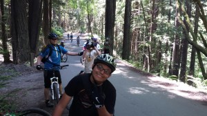 Mountain bike skills area alongside the fire road in the Forest of Nisene Marks